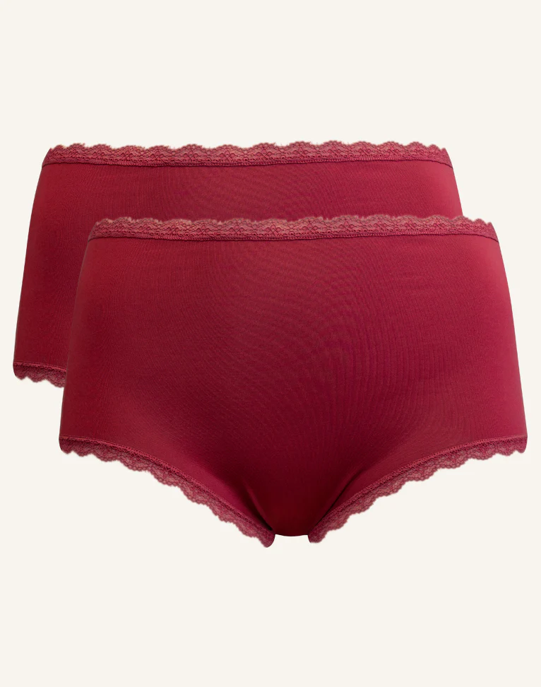 High-Panty-Set 2x Basic Bordeaux