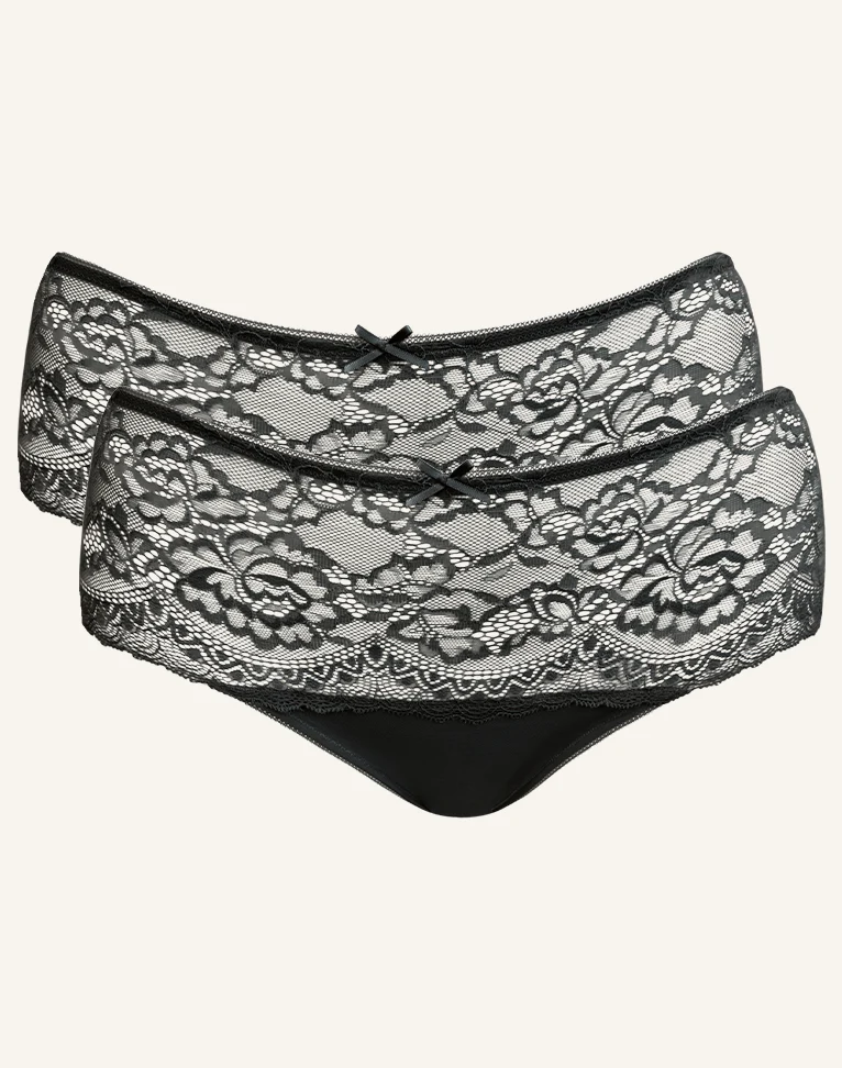 High-Panty-Set 2x Lace Basic Black