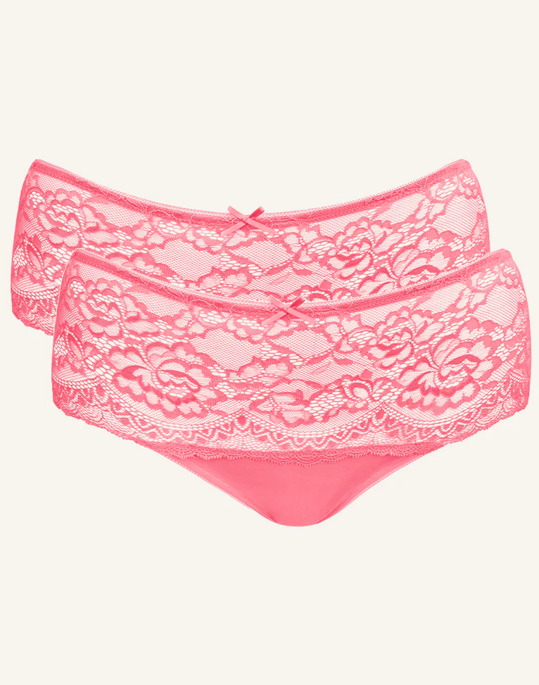 High-Panty-Set 2x Lace Basic Flamingo