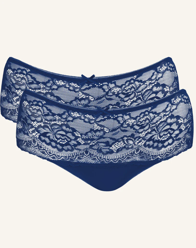 High-Panty-Set 2x Lace Basic Marine