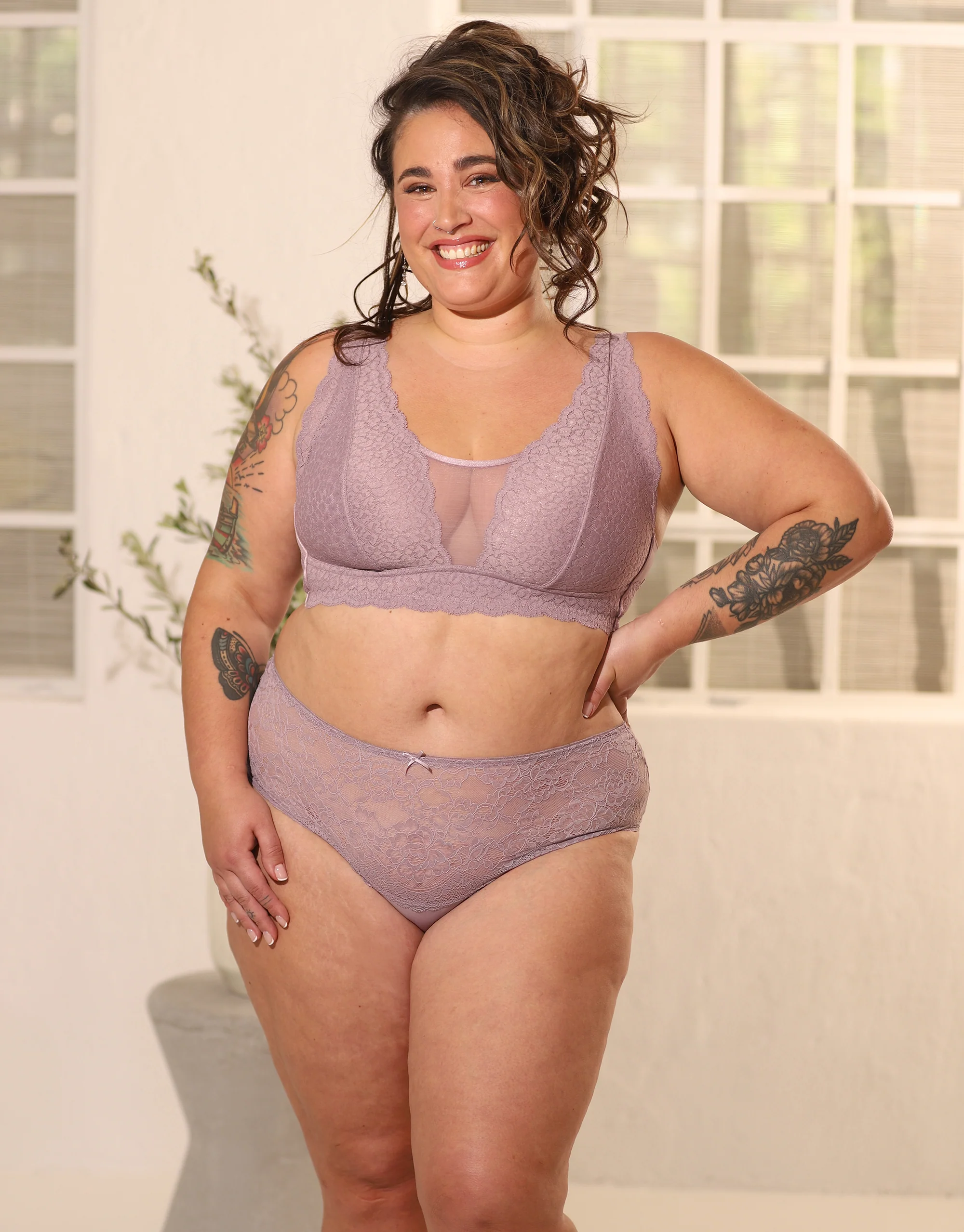High-Panty-Set 2x Lace Basic Violetgrey - Image 4