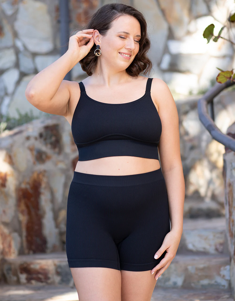 High-Waist-Shorts-Set 2x Freeda Black/Taupe - Image 6