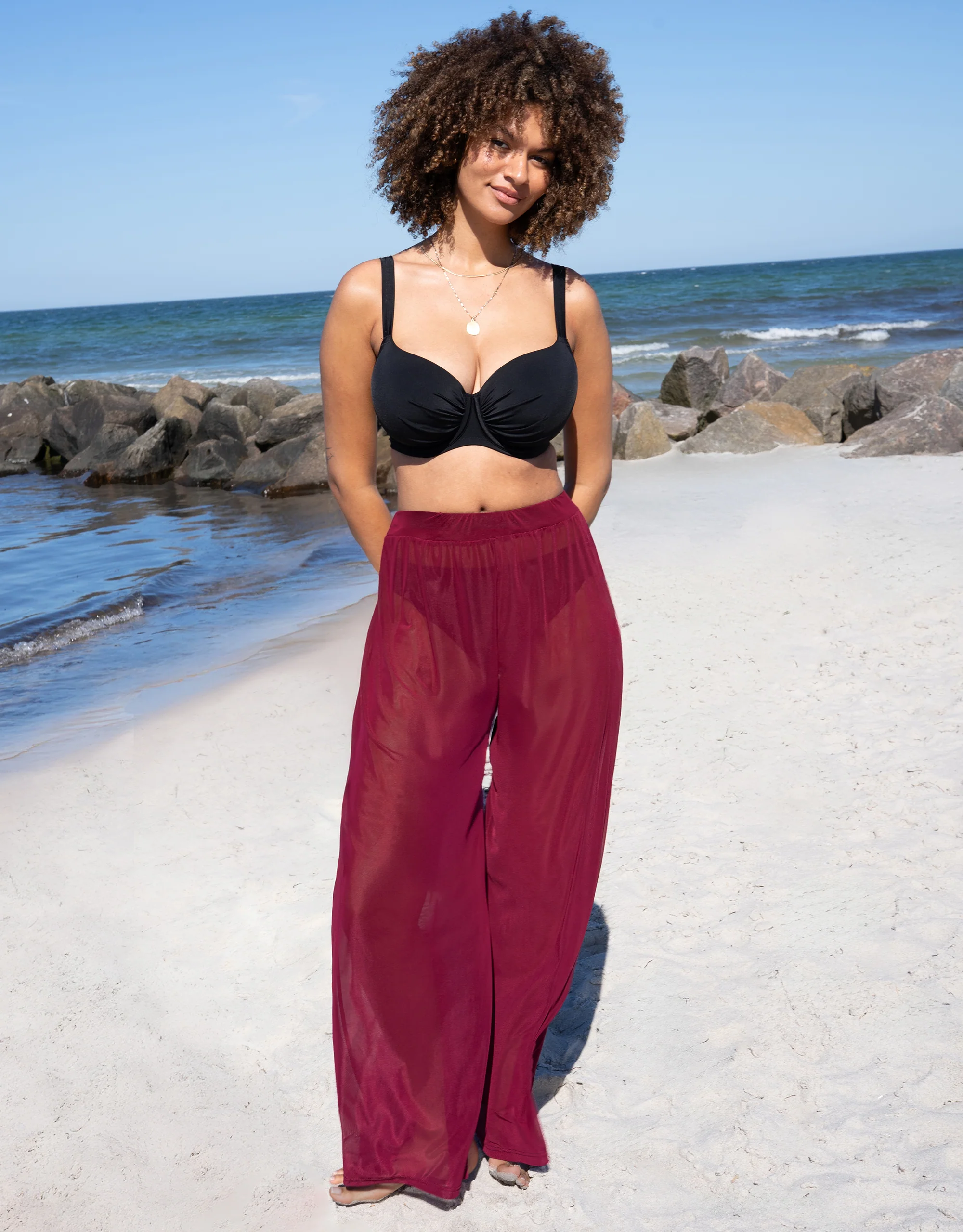 Hose Sheer Transparent Bordeaux - Image 4
